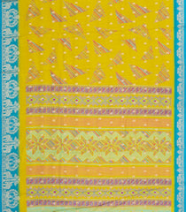 Lemon Yellow Printed Synthetics Dola With Zari Butta & Zari Border -BL5222