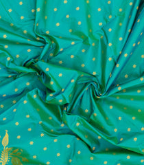 Aquamarine Handloom Paithani Silk Saree With Floral Zari Motifs & Meena Pallu-PA1132