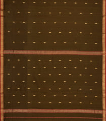 Dark Olive Handloom Maheswari Silk Cotton Saree With Floral Buttas-SC4929