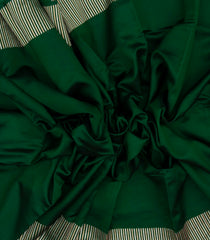 Bottle Green Handloom Banarasi Silk Saree With Striped Border-BE1697