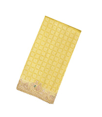 Lemon Yellow Handloom Pure Silk Saree With Woven & Hand Embroidered Motifs-EN1801
