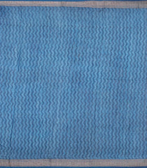 Blue Printed Chanderi Cotton Saree With Zari Border-CC1471