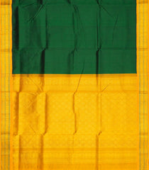 Dark Green Handloom 9 Yards Korvai Silk Cotton Saree With Contrast Border-SC3788