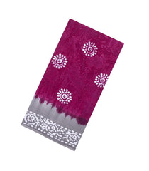 Magenta Printed Jaipur Cotton Saree With Contrast Border-JC1711
