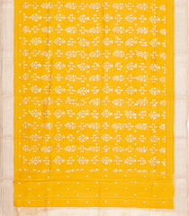 Yellow Printed Tussar Silk Saree With Floral Motifs-TU3666