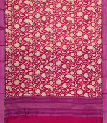 Pink Printed Chanderi Cotton Saree With Peacock Motifs-CC1709