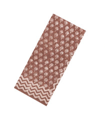 Brown Printed Jaipur Cotton Saree With Floral Motifs-JC1825
