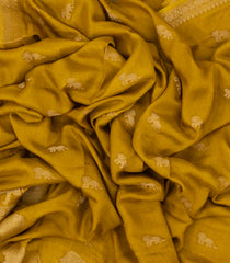 Mustard Woven Synthetic Dola Silk Saree With Lion Motifs -BL4440