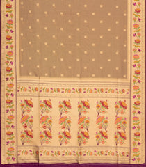 Taupe Woven Dupion Silk Saree With Buttas & Meena Borders-DS0583
