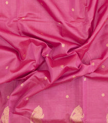 Bubblegum Pink Handloom Soft Silk Cotton Saree With Zari Stripes-SC4308