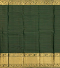 Bottle Green Handloom Kanchipuram Silk Saree With Zari Stripes & Buttas-KA14126