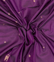 Purple Handloom Soft Silk Cotton Saree With Checks & Buttas-SC4569