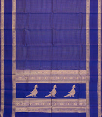 Blue Handloom Kanchipuram Silk Saree With Zari Checks-KA15105