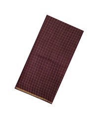 Dark Brown Woven Tussar Silk Saree With Checks-TU3512