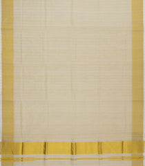 Off White Handloom Kerala Cotton Saree With Zari Stripes-KEC1044