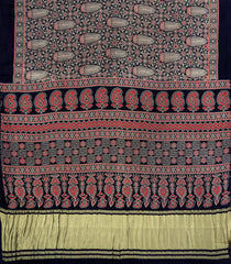 Midnight Blue Printed Modal Silk Saree With Zari Pallu-PS0733
