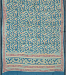 Blue Woven Silk Saree With Pritned Paisley Motifs-PS0556