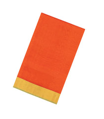 Orange Handloom Silk Cotton Saree With Stripes & Contrast Border-SC4684