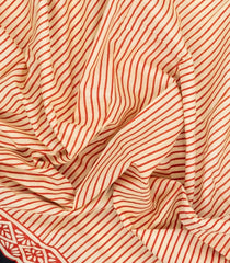 Cream Printed Jaipur Cotton Saree With Printed Navy Blue Border-JC1922