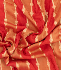 Dark Peach Woven Synthetic Satin Saree With Floral Zari Motifs-BL4852