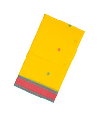 Lemon Yellow Handloom Bengal Cotton Saree With Floral Buttas-BG0994
