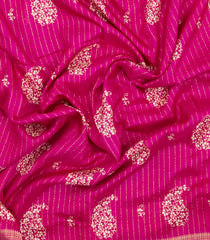 Hot Pink Printed Synthetic Dola Silk Saree With Motifs & Zari Stripes-SY0427