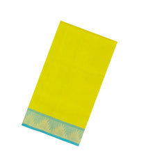 Neon Green Handloom Silk Cotton Saree With Contrast Zari Border-SC4671