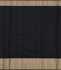 Black Handloom Kanchipuram Silk Saree With Floral Motifs-KA13642