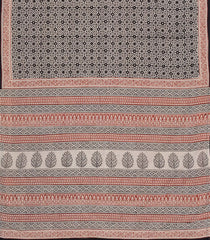 Black Printed Jaipur Cotton Saree With Floral Motifs-JC1662