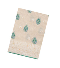 Cream Handloom Chanderi Cotton Saree With Printed Floral Motifs-CC1788