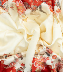 Off White Handloom Tussar Saree With Printed Floral Motifs In Border-TU3045