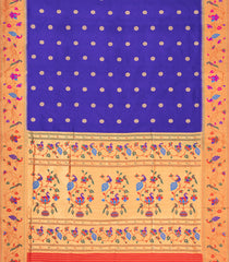 Violet Handloom Paithani Silk Saree With Meena Border & Pallu-PA1129