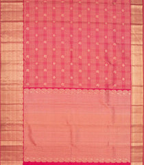 Peach Handloom Soft Silk Saree With Zari Checks & Buttas-SO4315