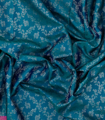 Cyan Handloom Kanchipuram Silk Saree With Floral Jaal Motifs-KA14809