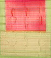 Dark Peach Handloom Soft Silk Saree With Floral Stripes-SO4047