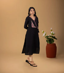 Black Festive Embroidered Kurta-KR0854
