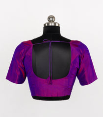 Magenta Readymade Plain Silk Blouse With Elbow Sleeve-RB5256