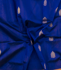 Blue Handloom Silk Cotton Saree With Buttas & Contrast Zari Border-SC4658