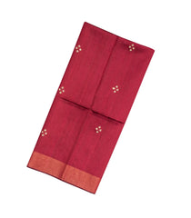 Crimson Handloom Dupion Silk Saree With Printed Bird Pallu-DS0493