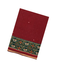 Red Printed Synthetic Viscose Dola Silk Saree With Mirror Work-SY0264