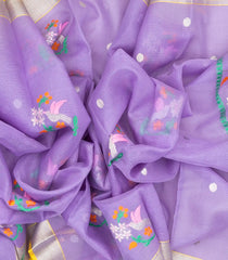 Lavender Handloom Kota Silk Saree With Meena Bird Motifs-KO1042