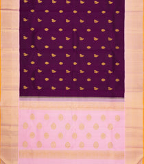 Dark Magenta Handloom Korvai Kanchipuram Silk Saree With Peacock Buttas-KA16682