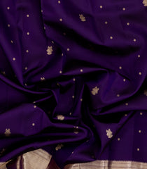 Dark Purple Handloom Kanchipuram Silk Saree With Gandaberunda Buttas-KA15067