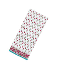 White Printed Jaipur Cotton Saree With Floral Motifs-JC1466
