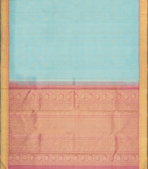 Turquoise Handloom Kanchipuram Silk Saree With Zari Buttas-KA15236