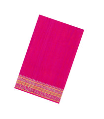Hot Pink Handloom Banarasi Raw Silk Saree With Stripes & Meena Border-BE1901