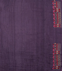Mauve Printed Tussar Silk Saree With Floral Motifs & Meena Embroidered Border-TU3812