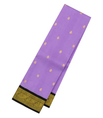Lavender Handloom Korvai Kanchipuram Silk Saree With Contrast Border - KA14641