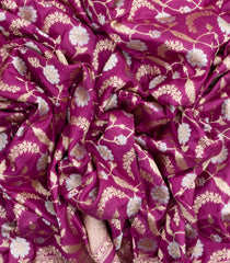 Magenta Handloom Banarasi Silk Saree With Floral Motifs-BE1436