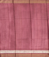Dusty Pink Handloom Tussar Silk Saree With Printed Tribal Motifs-TU2642